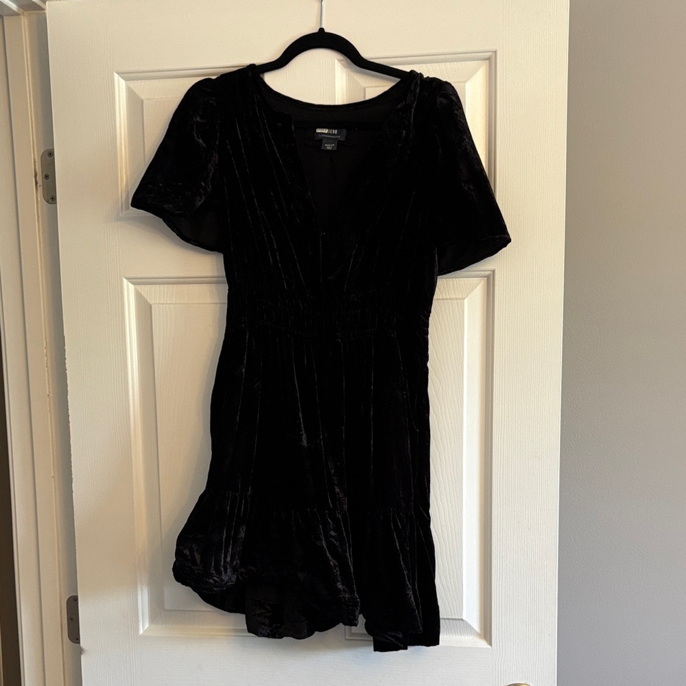 Maeve Black Velvet Mini Dress - Anthropologie